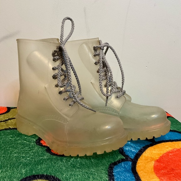 Dirty Laundry Clear Lace-Up Combat Boots - Picture 1 of 3